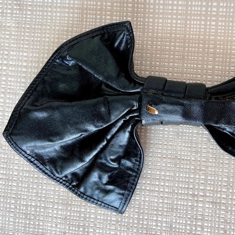 Vintage 80s 90s Cinched Bow Statement Belt Sash Belt Cinch Waist Belt Black